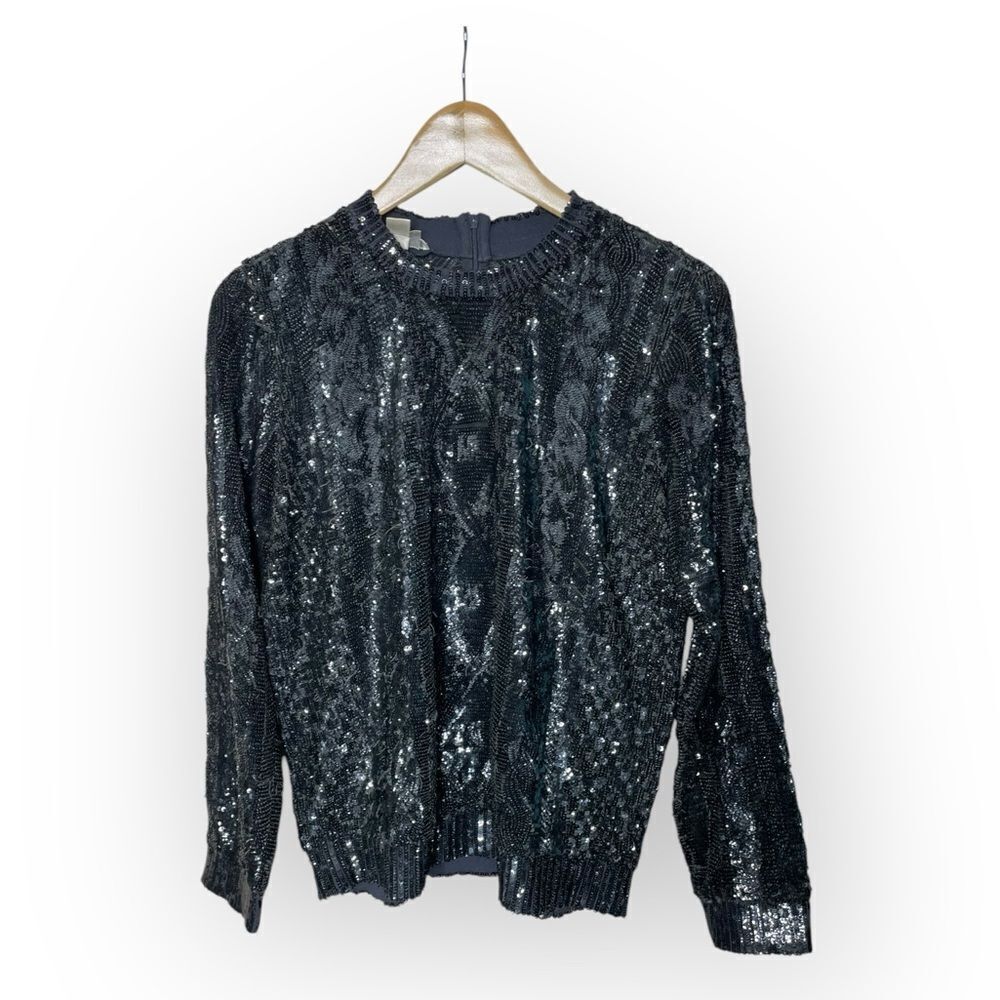 MaxMara Crew Neck Cesena All-Over Sequined T-Shirt - Size Large